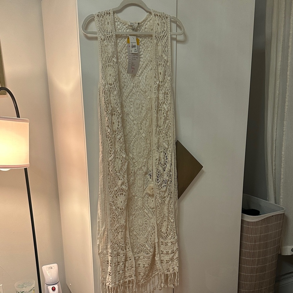 Cato Ivory Crochet Open Swim Cover up